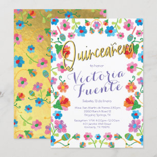 Stickerei Floral Quinceañera mexikanisches Spanisc Einladung