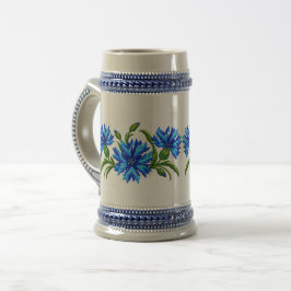 Stickerei-Look Blaue Kornblumen Bierglas