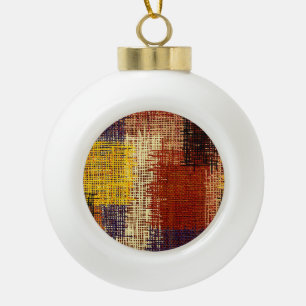 Stickerei-Ornament, farbige Linien, Boho-Stil Keramik Kugel-Ornament
