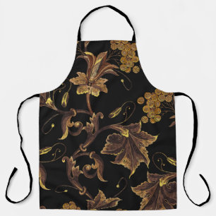 Stickerei-Renaissance goldfarbenes, nahtloses Pfla Schürze
