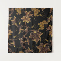 Stickerei-Renaissance goldfarbenes, nahtloses Pfla