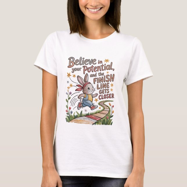 Stickerei T - Shirt Motivierend Zitat (Vorderseite)