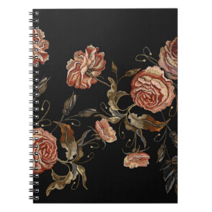 Stickerei vintage Rosenknospen Muster Notizblock