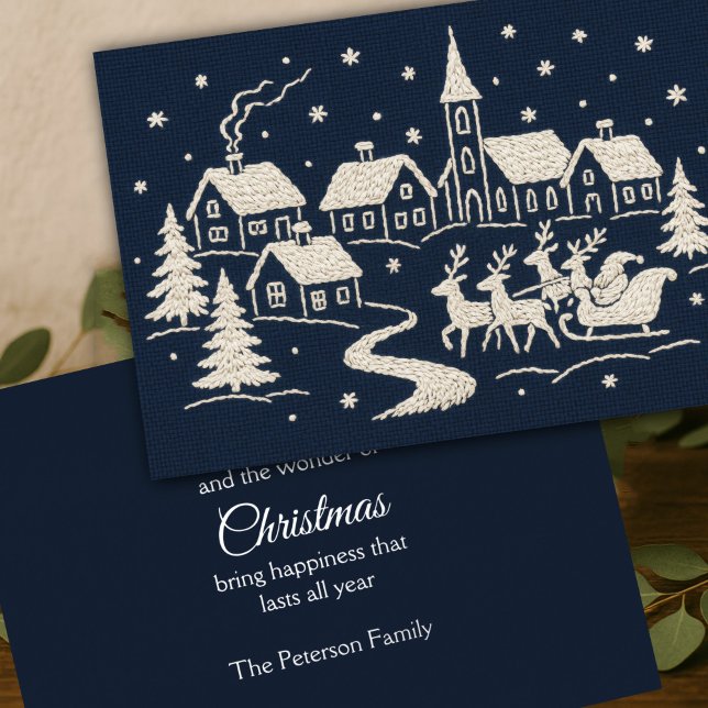 Stickerei Weihnachten Schnee Village Szene Blau We (Von Creator hochgeladen)