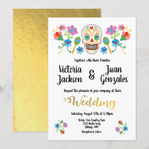 Stickerei Zucker Schädel mexikanische Hochzeitsein Einladung