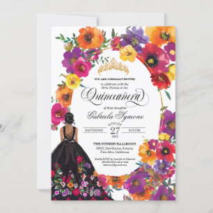 Stickereien Blume Aquarellfarben Quinceañera I Einladung