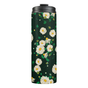 Stickereien Blume und Blätter nahtlos. Im Thermosbecher