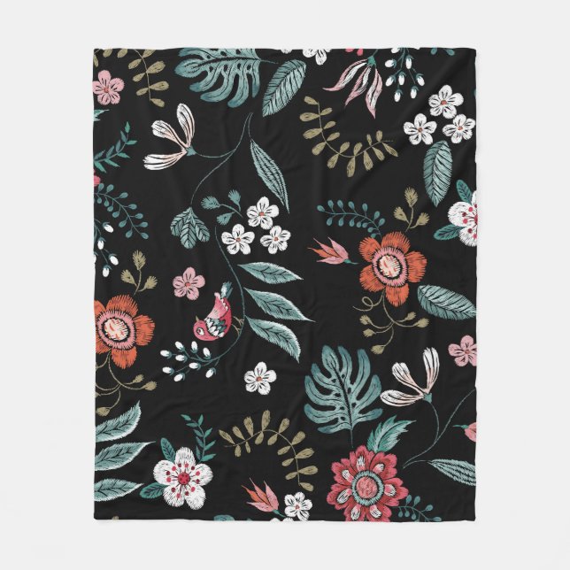 Stickereien floral Neckline, Vintag Bouquet. Fleecedecke (Vorderseite)
