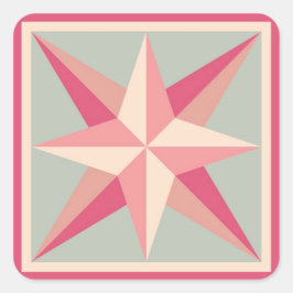 Stickereien - Gestreifter Stern (rosa/grau) Quadratischer Aufkleber