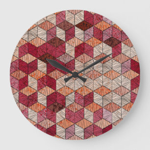 Stickereien mit Hexagons: Bohemisches Patchwork Pr Große Wanduhr
