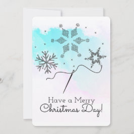 Stickereien Nähhandwerk Schneeflocken Weihnachtska Feiertagskarte
