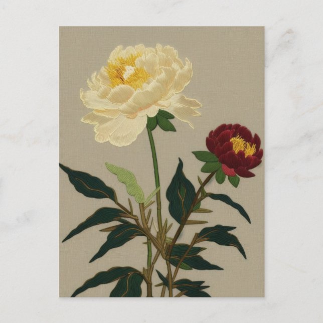 Stickereien Vintage Blume Feiertagspostkarte (Vorderseite)