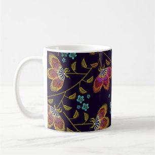 Stickereien von Blume: nahtlose Modemuster Kaffeetasse