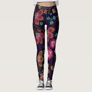 Stickereien von Blume: nahtlose Modemuster Leggings