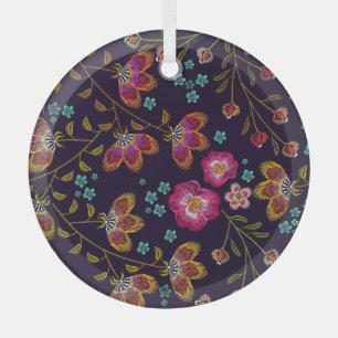 Stickereien von Blume: nahtlose Modemuster Ornament Aus Glas