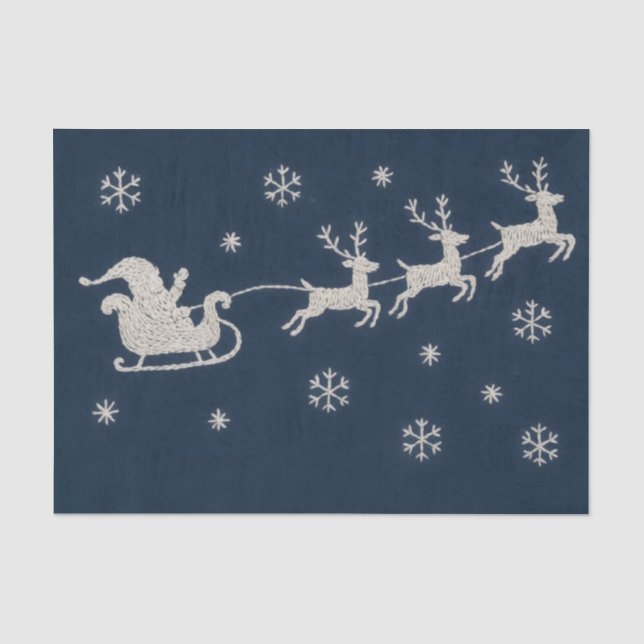 Stickereien Weihnachten Nacht Sky Sleigh Seidenpapier (Vorderseite)