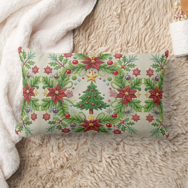 Stickereien Weihnachtsbaum Kissen Festlicher Feier (Decke)
