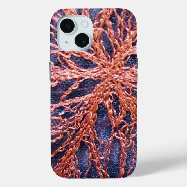 Stickereikunst aus gebranntem Orangenindigo Case-Mate iPhone Hülle (Rückseite)