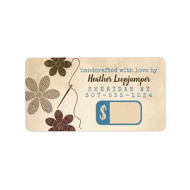 Stickereipreis für Seamstresskreuze Blume Adressaufkleber (Vorne)