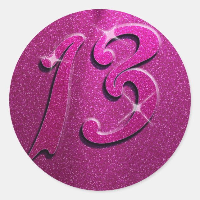 Stickers 13e anniversaire Sparkle Pink (Devant)