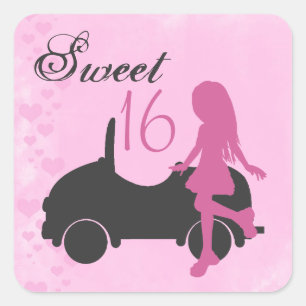 Stickers 16 Silhouette rose et noire