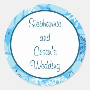 Stickers 20 - 1,5 po Favor Arbre bleu / Snowflakes