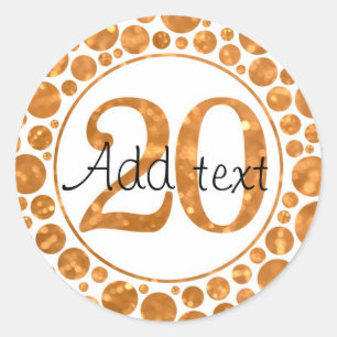 Stickers 20 In Gold - 20th Birthday Party