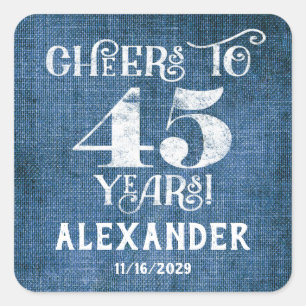 Stickers 45e Anniversaire Merci de lin bleu Favor
