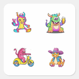 Stickers 4 Pack Monster 4 Drôle