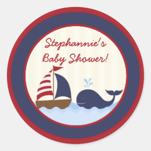 Stickers 6- 3" Favoriser Ahoy Nautical Whale Boat