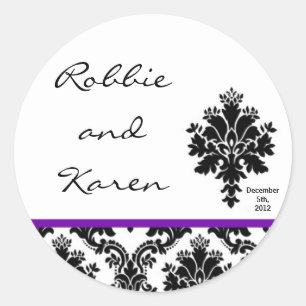 Stickers 6 - 3" Favoriser Black Purple Damask Lace