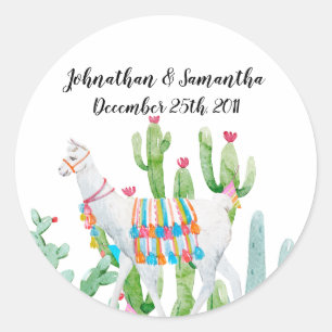Stickers 6 - 3" Favoriser Boho Llama Cactus Bohème
