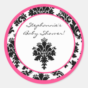 Stickers 6 - 3" Favoriser Chaud rose noir Damas