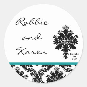 Stickers 6 - 3" Favoriser Noir Turquoise Dentelle 