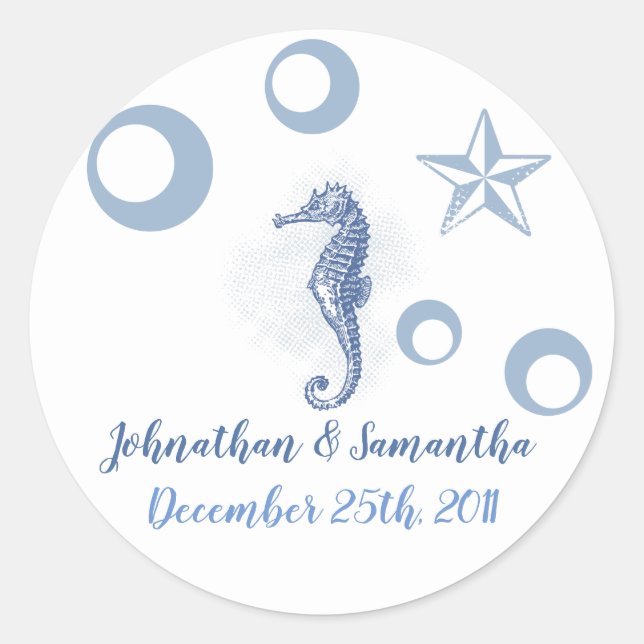 Stickers 6 - 3" Favoriser Seahorse Sea Ocean Beach (Devant)