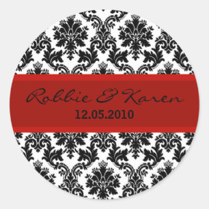 Stickers 6 - 3" Noir Damas et Rouge Faveur