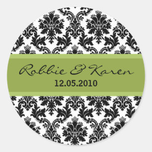 Stickers 6 - 3" Noir Damas et Vert Faveur