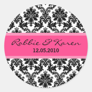 Stickers 6 - 3" Noir Damas & Hot Rose Faveur