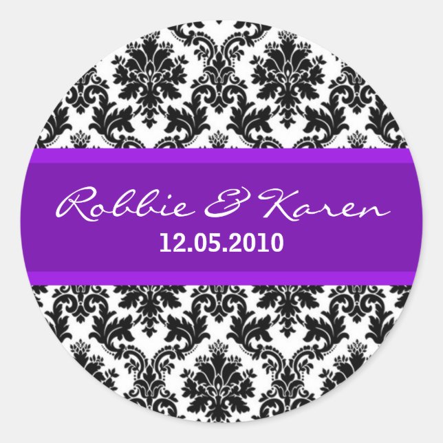Stickers 6 - 3" Noir Damas & Purple Faveur (Devant)