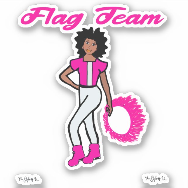 Stickers à anneaux de l'équipe du drapeau ( Rose 2 (Devant)