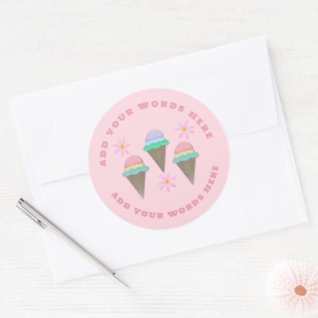 Stickers à cône de crème glacée personnalisés (Enveloppe)