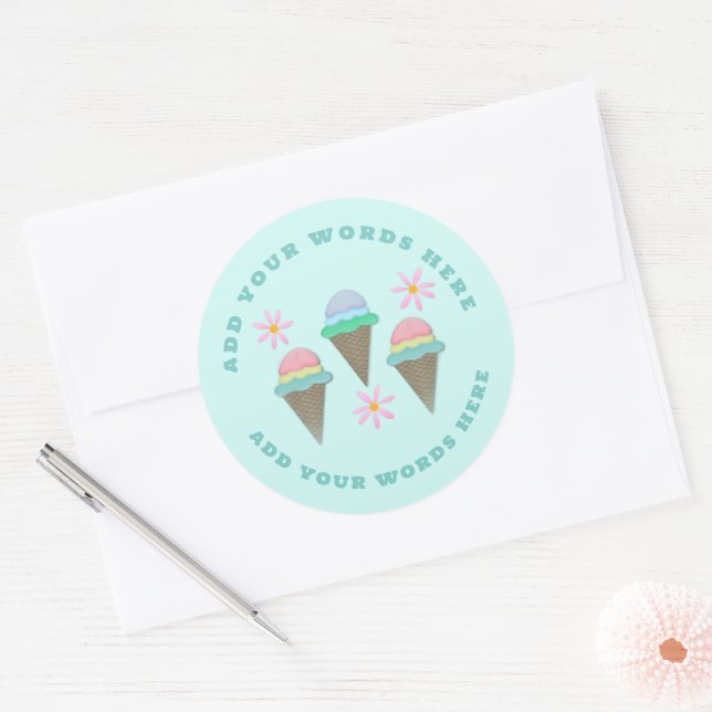 Stickers à cône de crème glacée personnalisés (Enveloppe)
