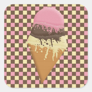Stickers à cône de crème glacée triple-écossais