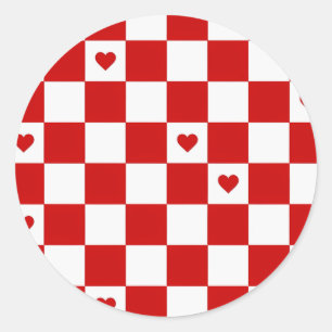 Stickers à damiers rouge et blanc & Étiquettes