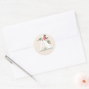 Stickers à enveloppe de monogramme de Poinsettia