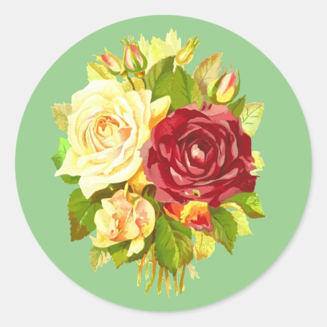 Stickers à enveloppe fleurie rouge et jaune rose (Devant)