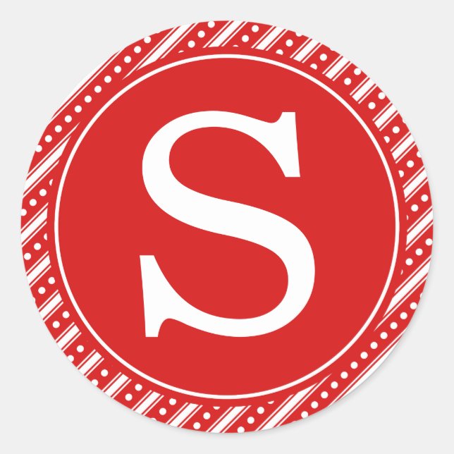 Stickers à enveloppe rouge de Noël avec Monogramme (Devant)