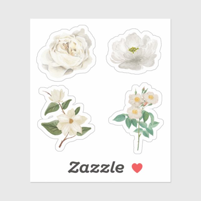 Stickers à fleurs blanches (Feuille)