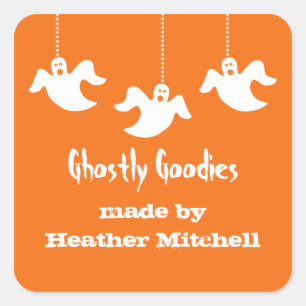 Stickers à pâtisserie Halloween Ghosts, Orange