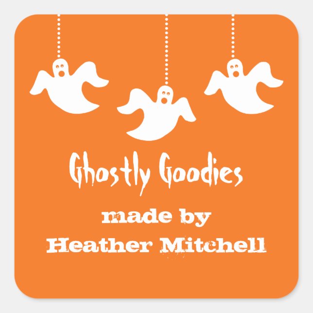 Stickers à pâtisserie Halloween Ghosts, Orange (Devant)